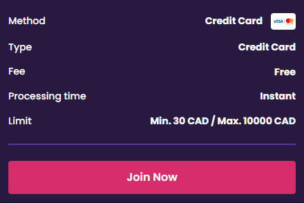 VegasNow Credit Card Options