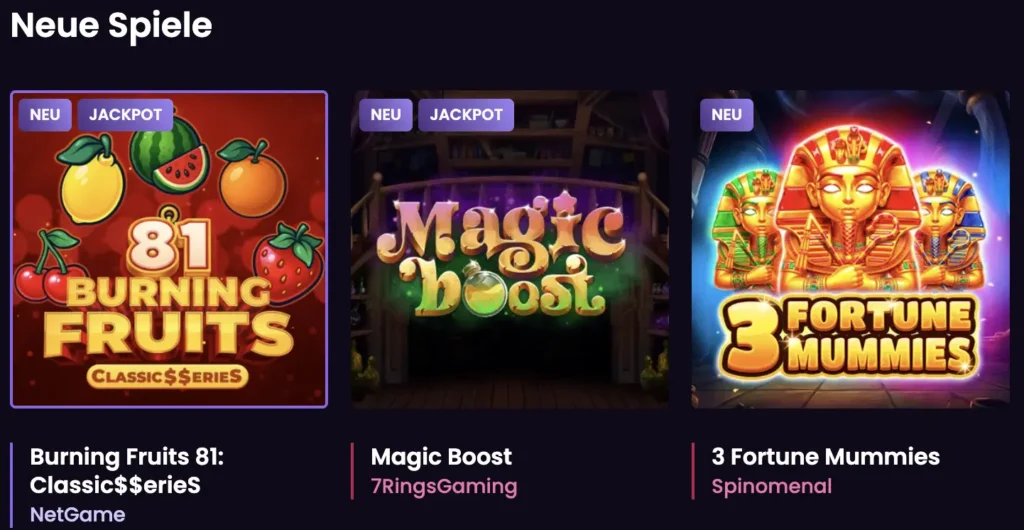 VegasNow Neue Spiele